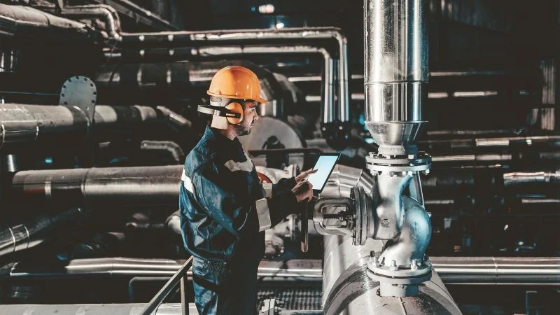 Engineer looking at machinery