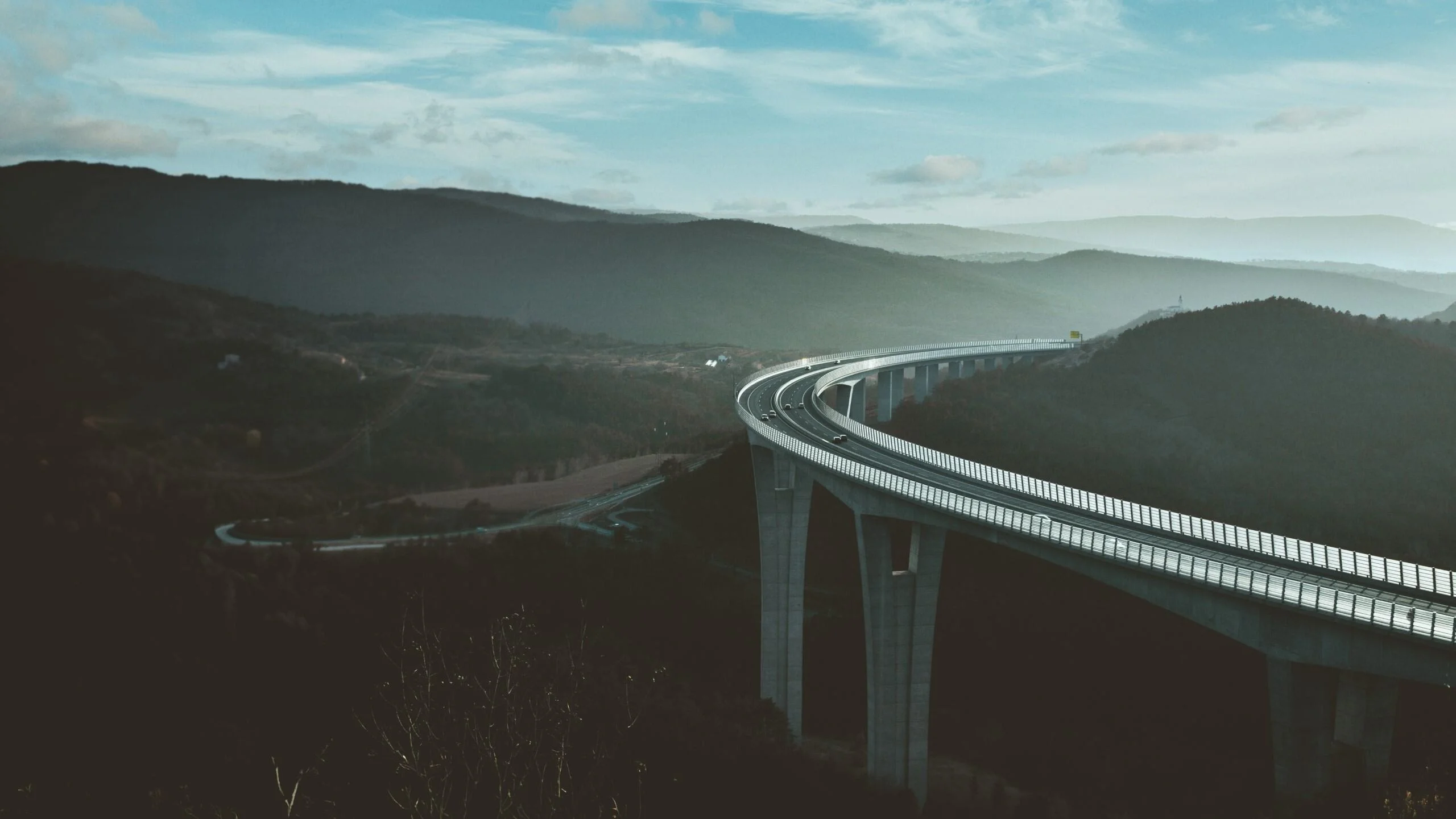 Road winding through mountains