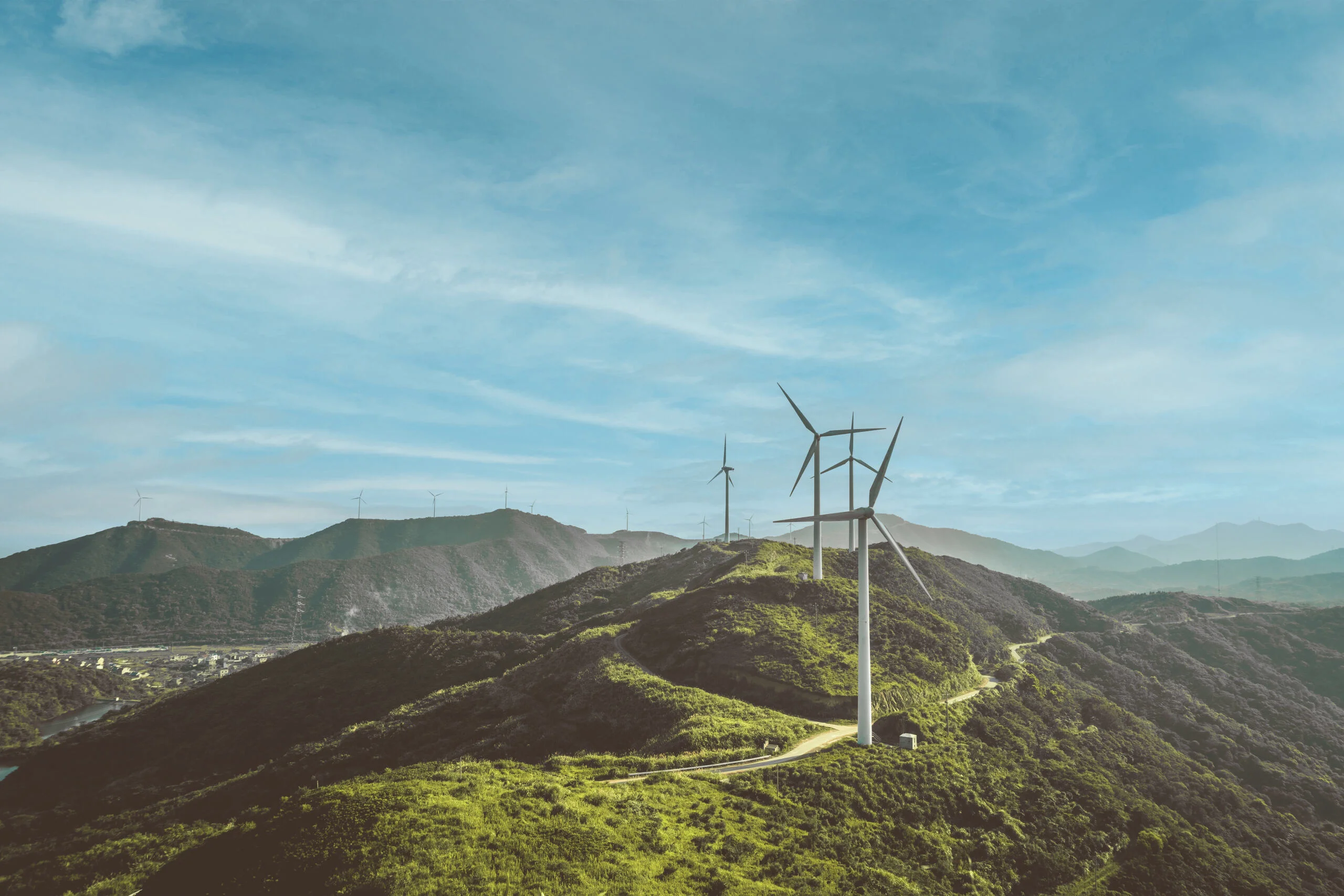 Wind turbines on top of a hill