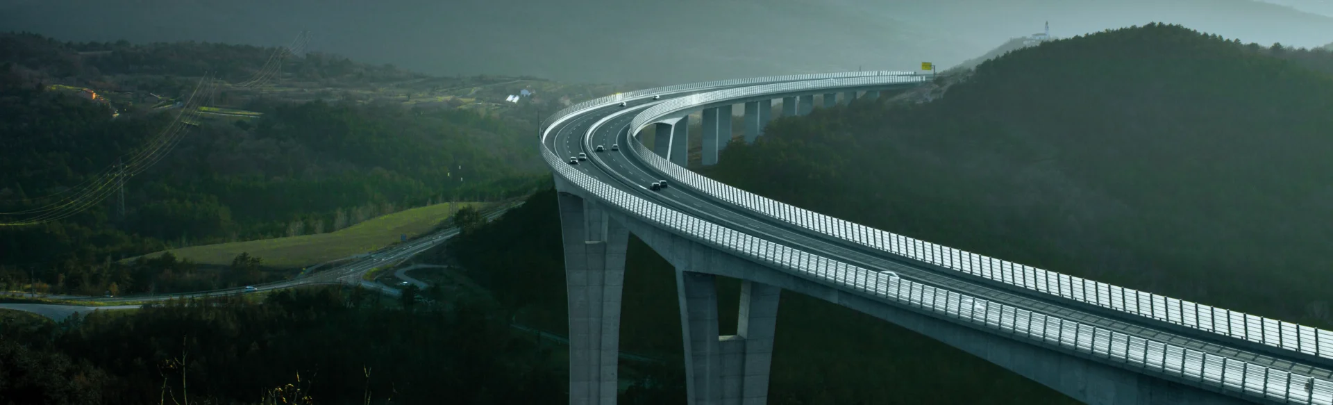 Winding road through mountains