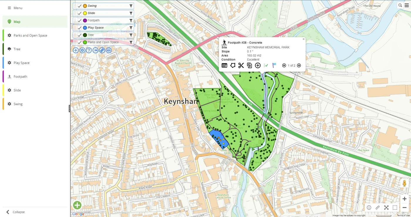 Screenshot of Thinkproject Asset Management park overview