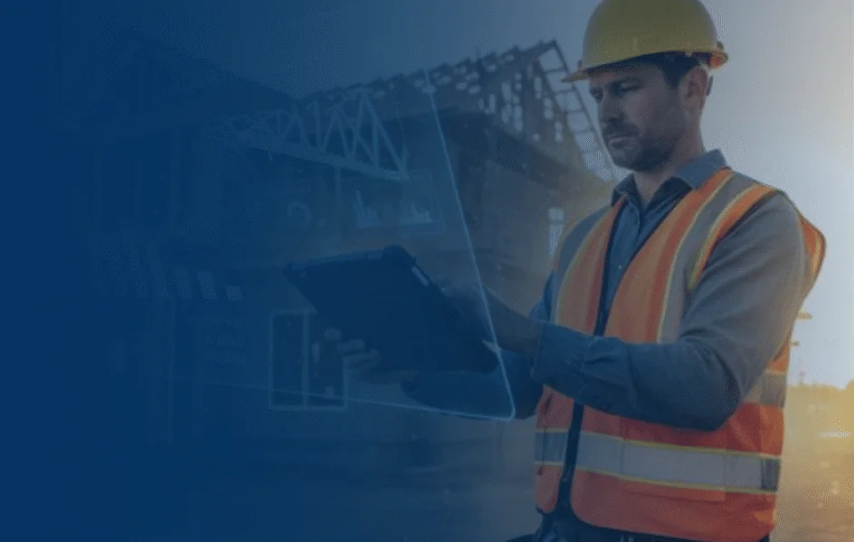 Construction professional reviewing a BIM model on a tablet