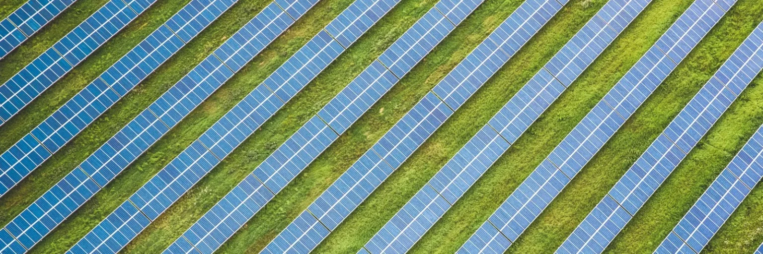 Ariel shot of a solar farm