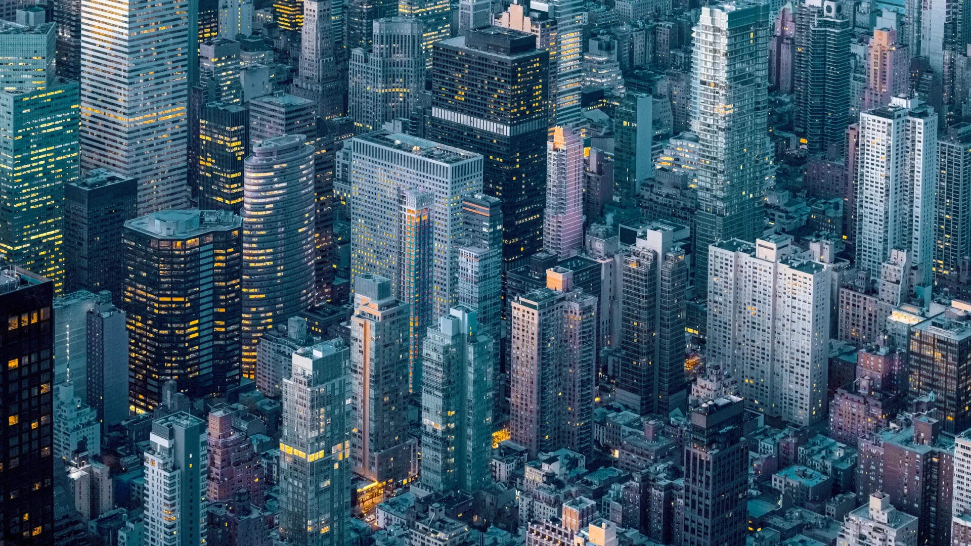 Ariel view of skyscrapers